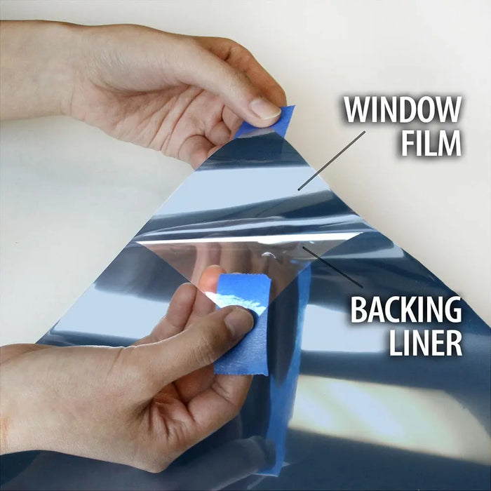 BDF 1SBL Window Film Static Cling Heat Rejection and Daytime Privacy Silver & Blue