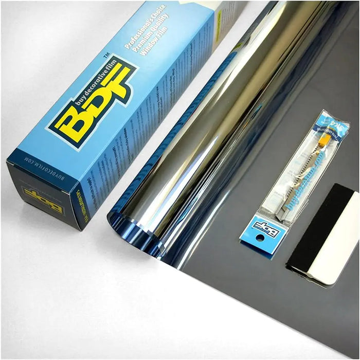 BDF S03 Window Film Highly Reflective Mirror Daytime Privacy and Sun Control Silver (Extremely Dark)