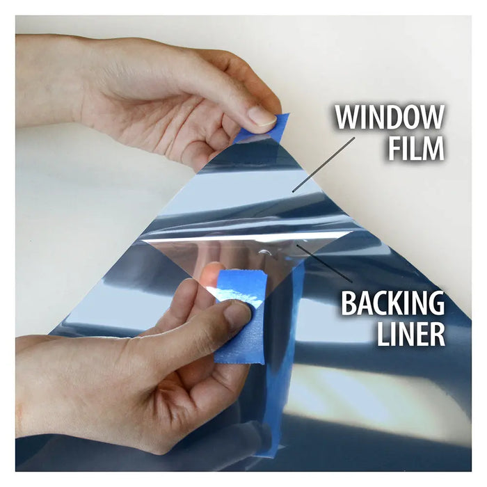 BDF PRBL Window Film Premium Color High Heat Control and Daytime Privacy Blue Outside, Silver Inside